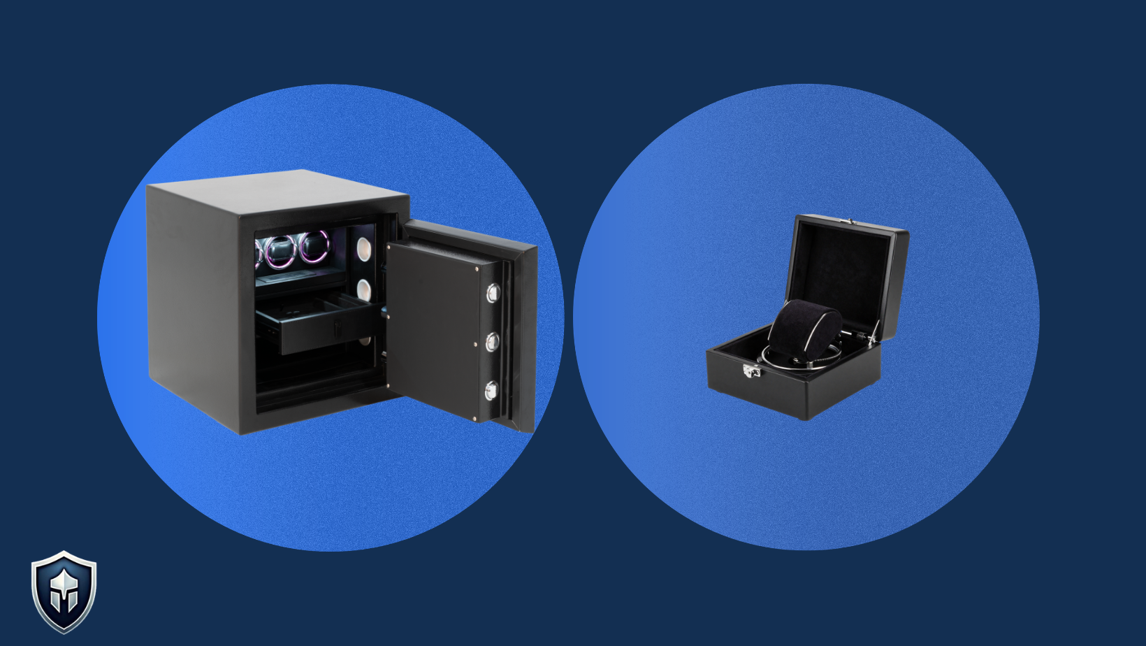 watch winder safe vs regular watch winder box comparison with sentinel safe logo on the lower left
